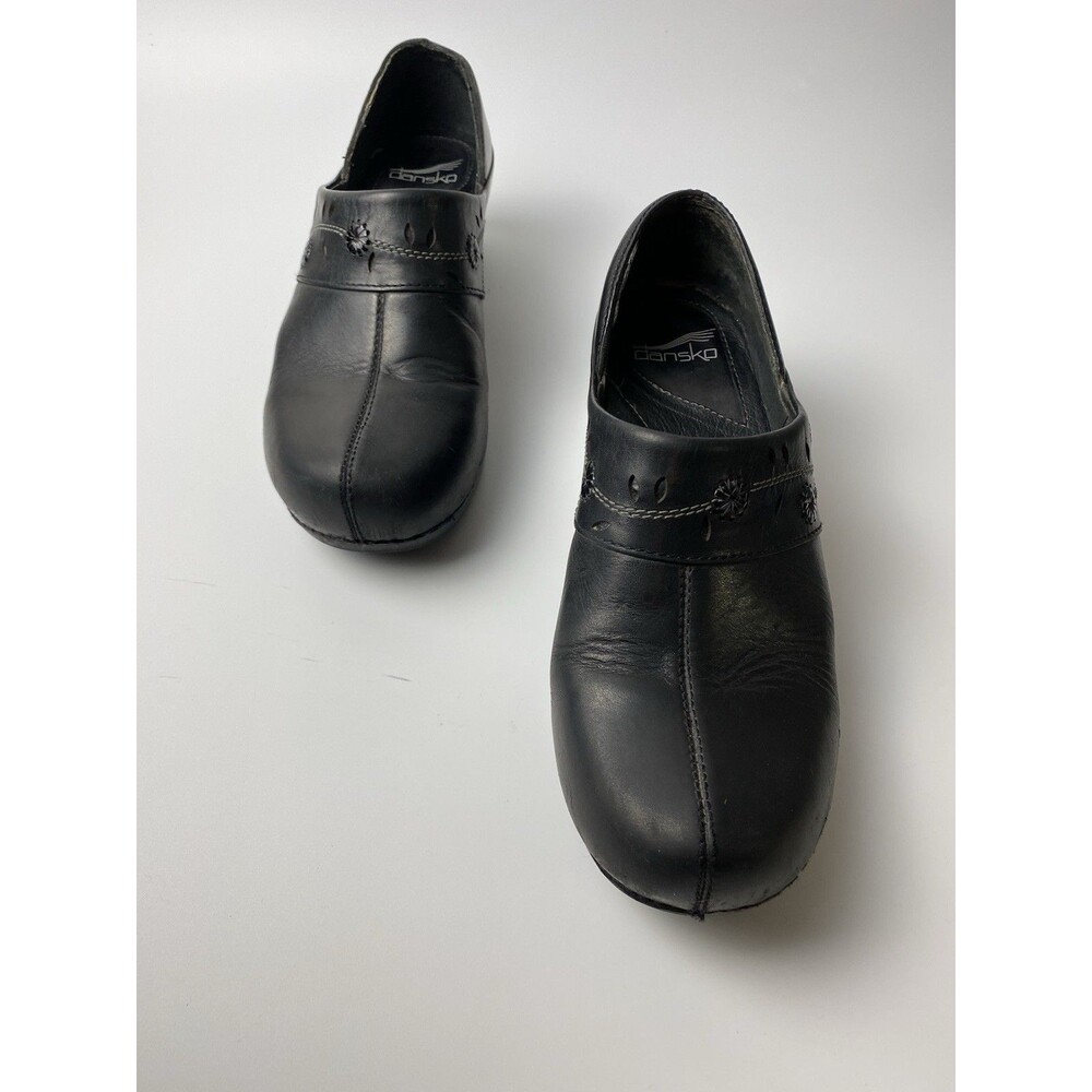 Dansko Quiver Black Chunky Heel Clogs 39 (US 8.5/9) Embellished Comfort Shoes
